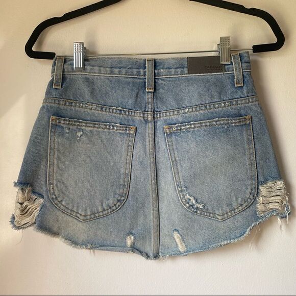 Carmar Distressed Zip-Up Denim Miniskirt size 27 - Picture 3 of 12